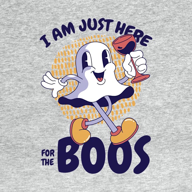 Funny Retro Ghost Cartoon // I'm Just Here for the Boos by SLAG_Creative